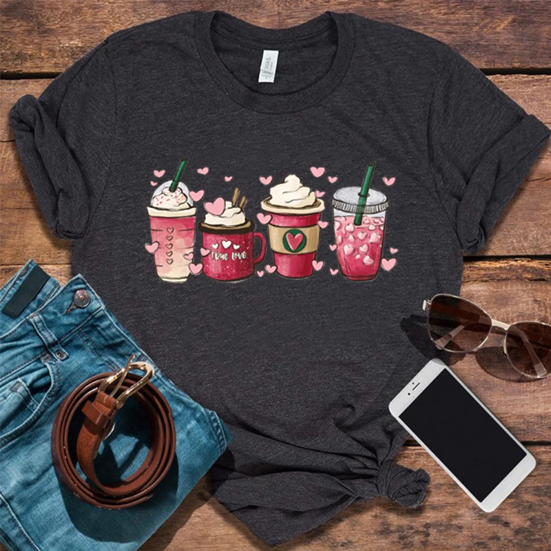 

Womens Valentines Day Tshirt Valentine Coffee Shirt Womens Valentines Day Vintage Clothes Valentines Day Shirt Harajuku Tee M