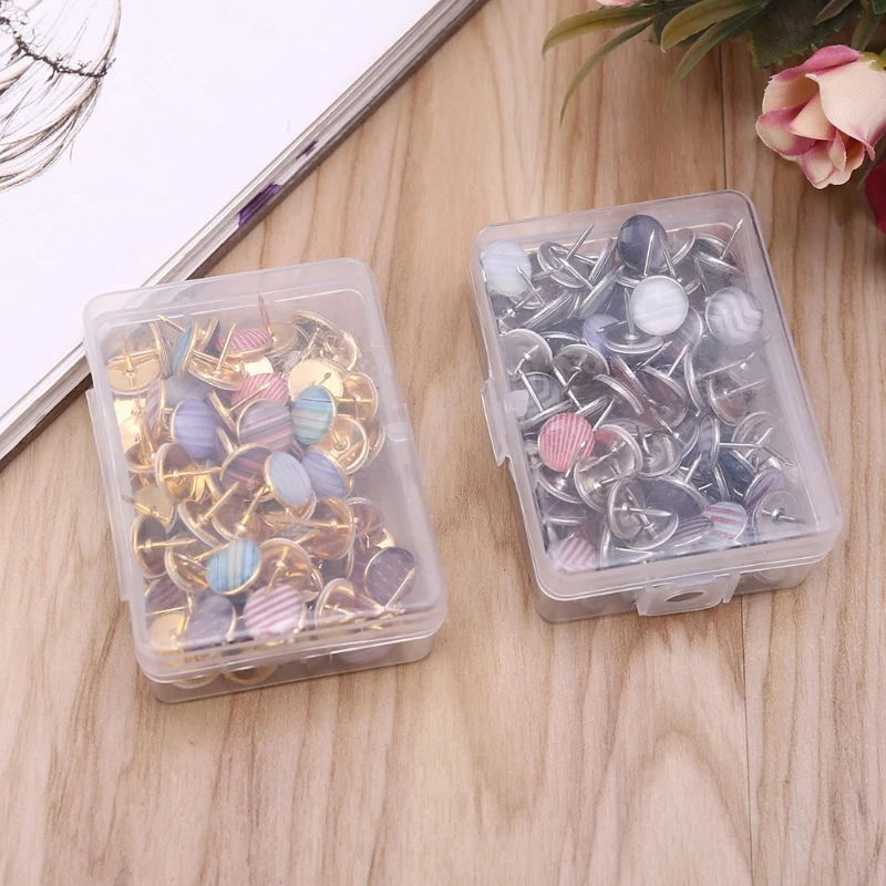 120pcs 10mm Pushpins Colorful Thumbtack for Photos Bulletin Board Wall Maps School Office Decorative