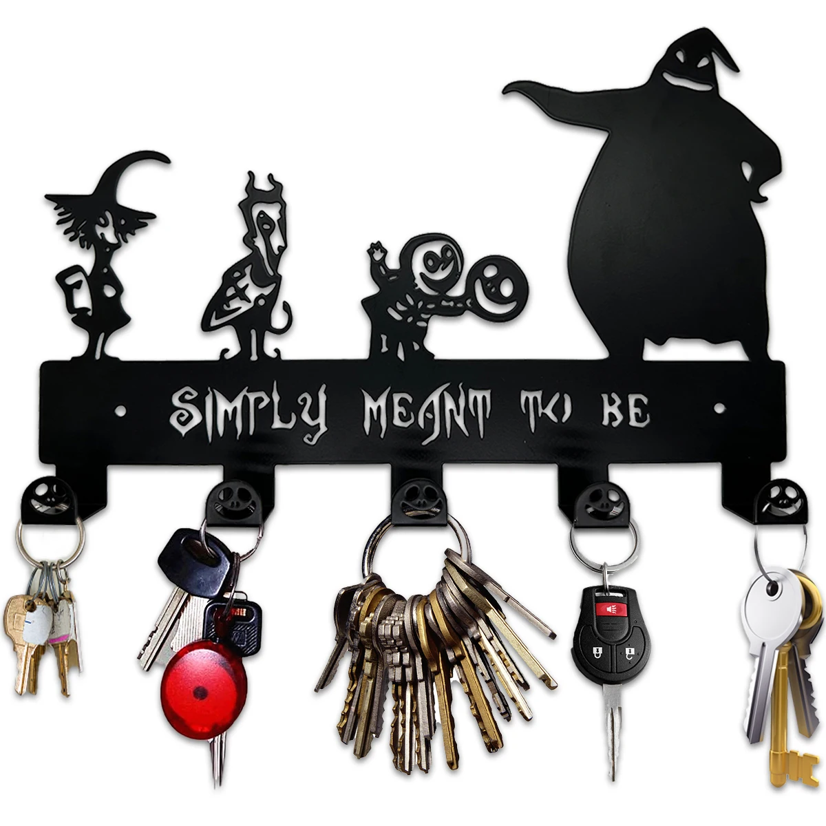 

5 Hooks Black Metal Key Hooks Christmas Decor Wall Hooks Wall Décor Coat and Key Holder Key Hanger for Wall Entryway and Kitchen
