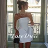 Love Simple Mini Ivory Stain Wedding Dresses Elegant Strapless Ball Gowns Above Knee Pleat Sleeveless Sexy Open Back Customized 3