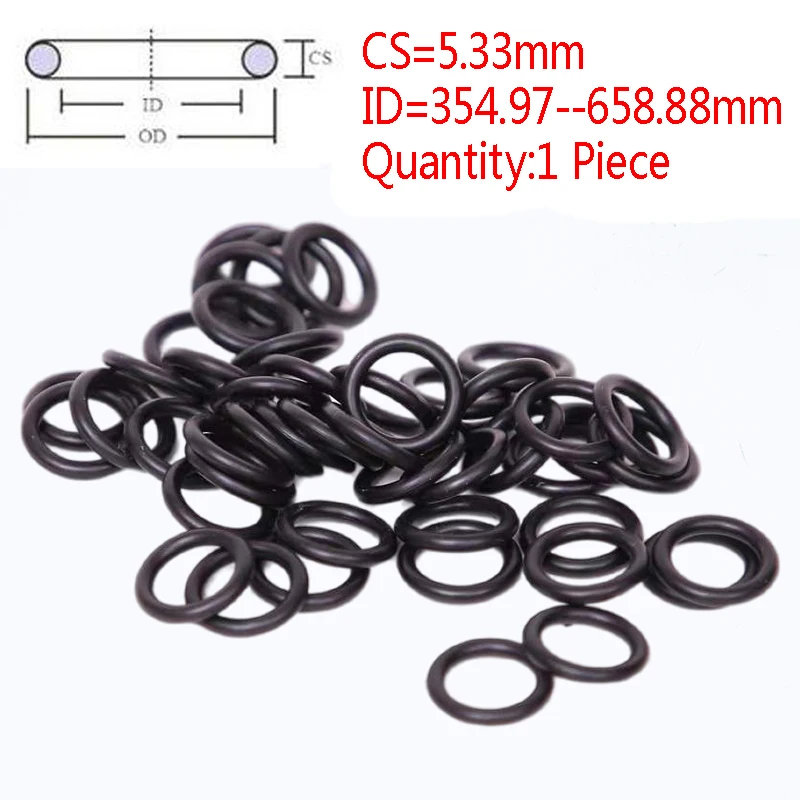 

1Piece CS 5.33mm ID 354.97--658.88mm NBR Rubber O Ring Automobile Black O-Ring Oil Sealing Gasket 658.88x5.33mm 354.97x5.33mm
