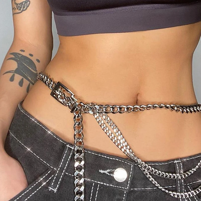 Multi Layer Metal Chain Belts Women Waistbands Long Tassel Waist