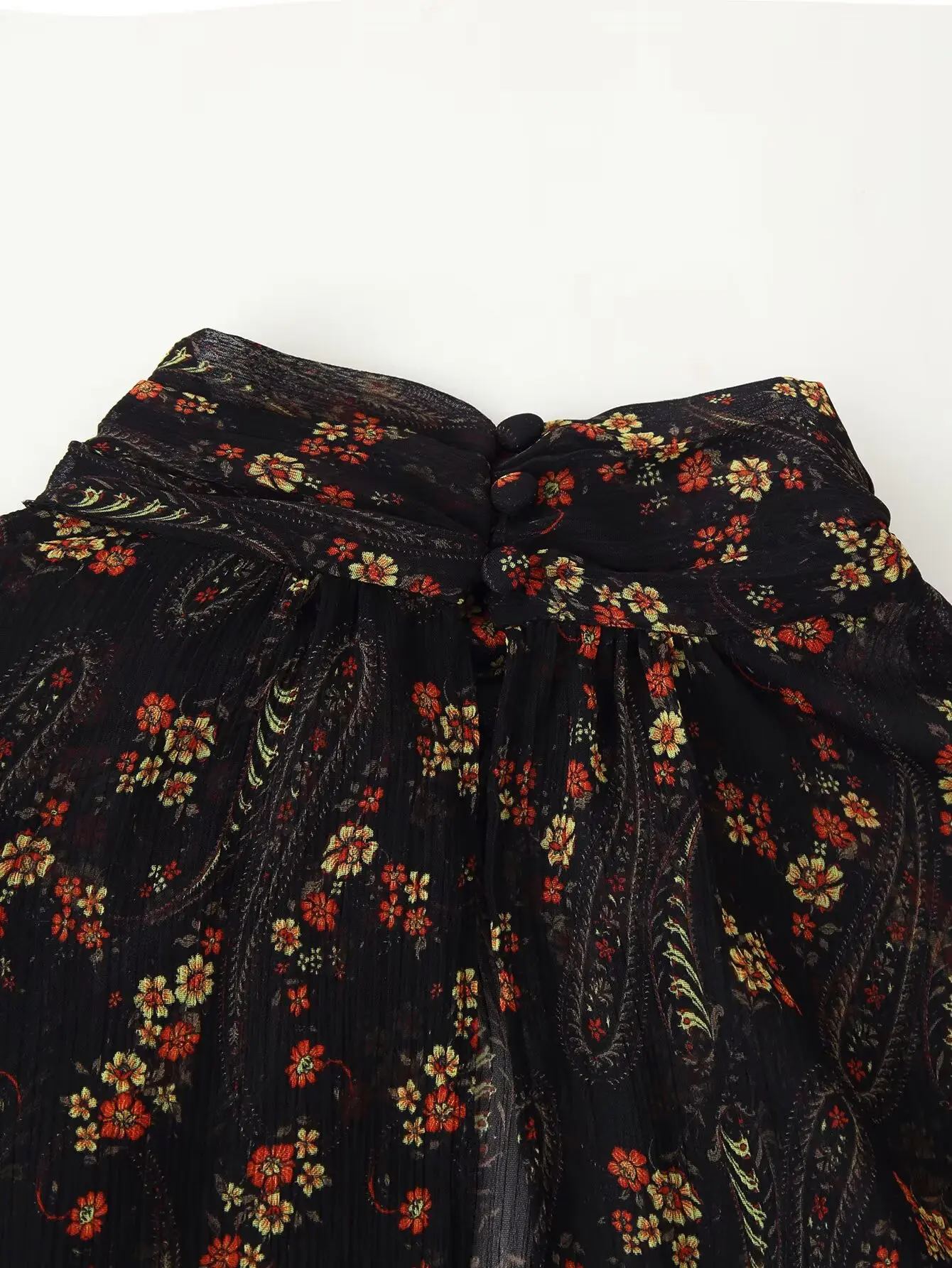 Women Floral Print A-Line Mini Dress Female Half High Collar Perspective Long Sleeve Dress Spring French Style Elegant Dress