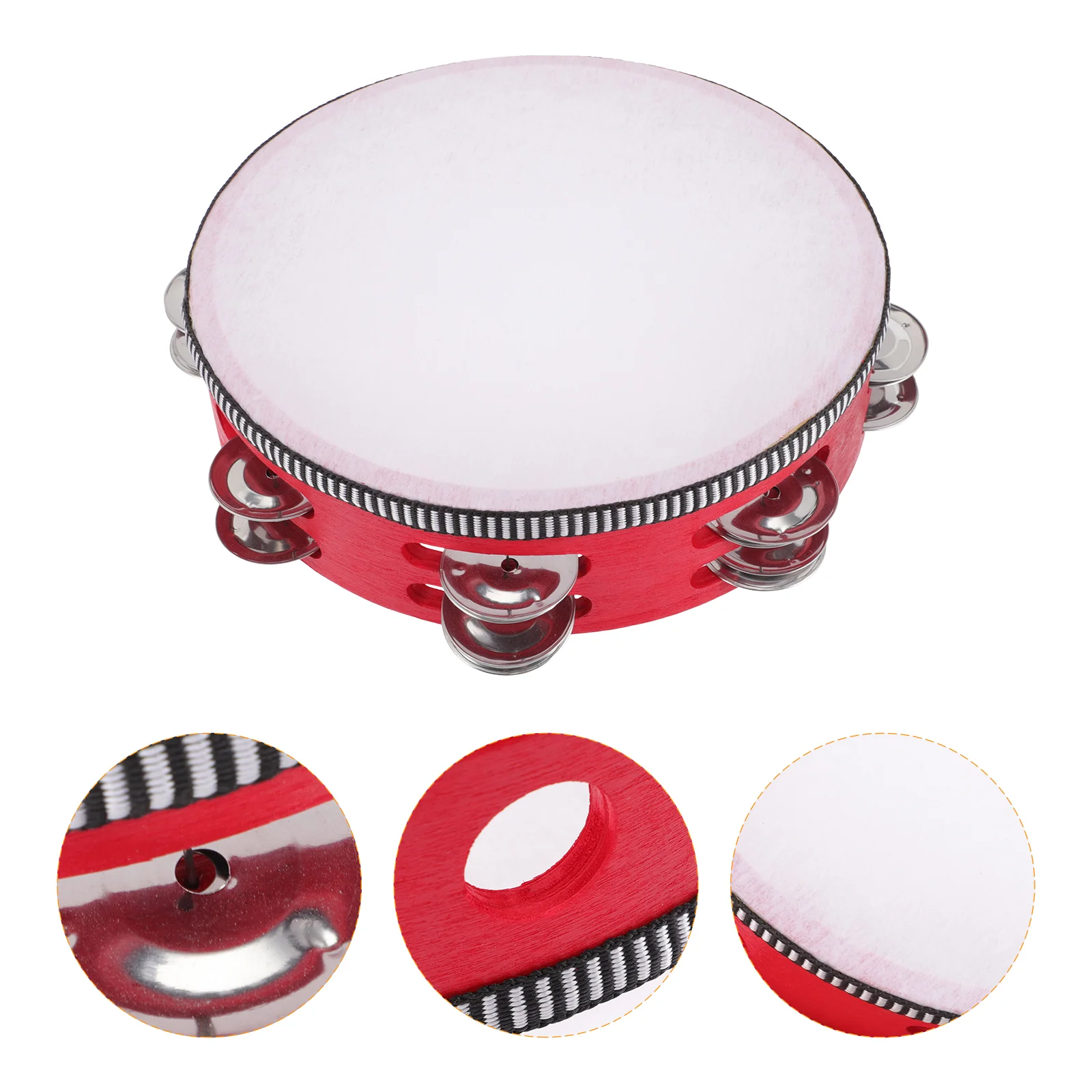 Double Row Tambourine Kids Shaker 8 Inch Toys Handheld Educational Plaything Wooden Percussion Drum Baby Music