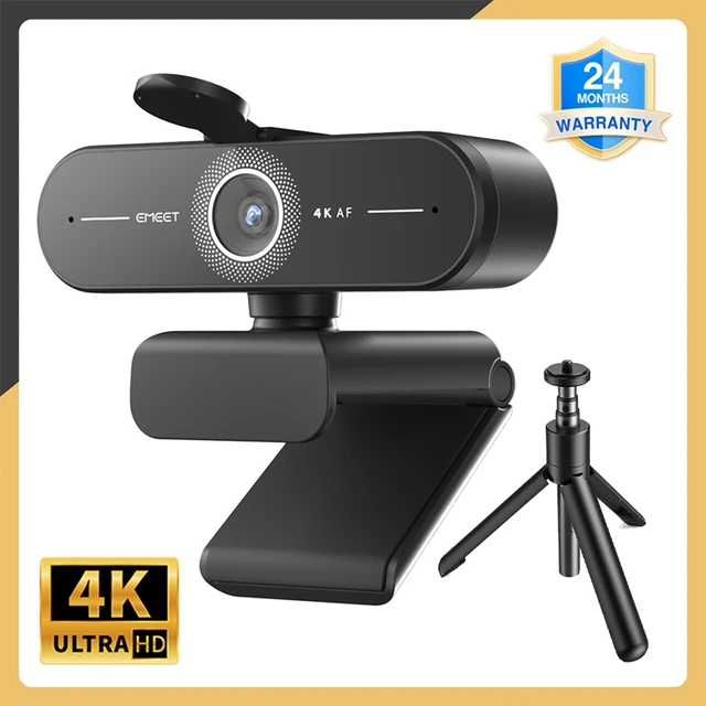 4K Webcam With Tripod Streaming Web Camera EMEET USB Computer Camera Autofocus Mini USB Web Cam with Microphones for PC Laptop