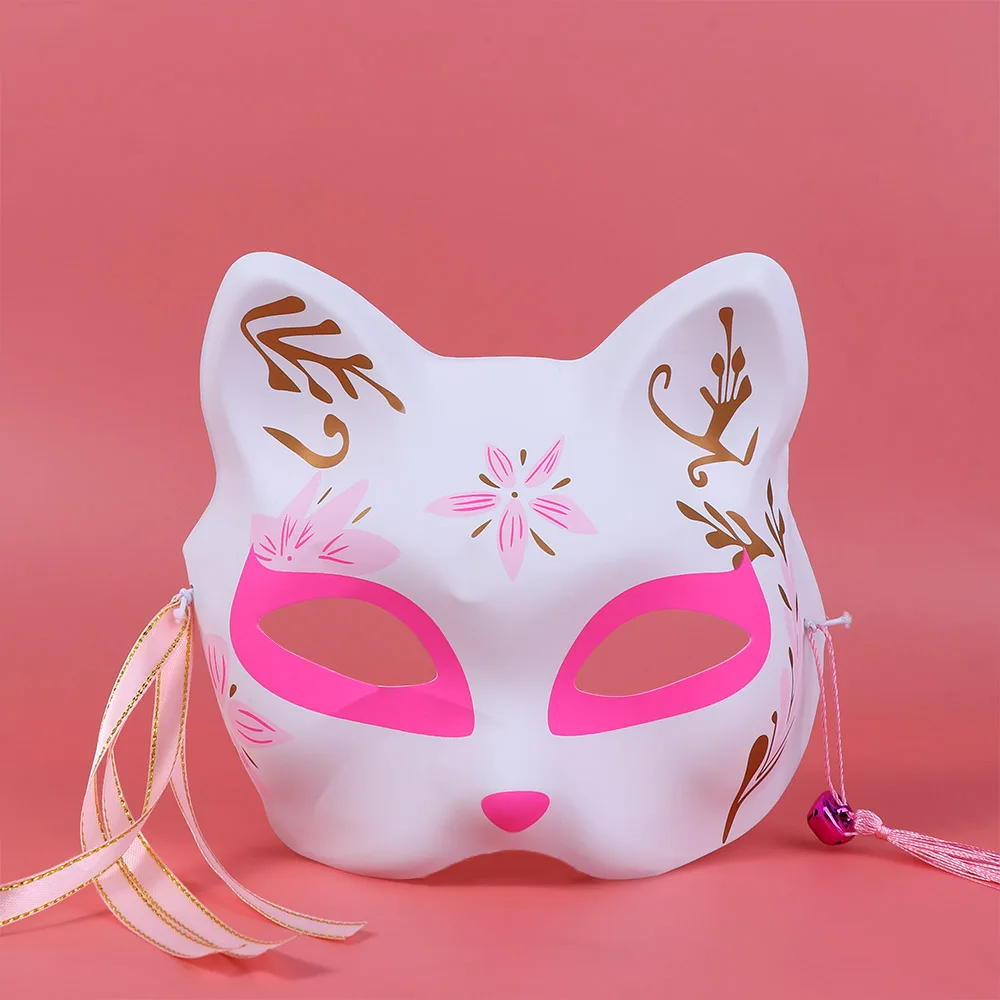 Rosa Ciliegio Fiori Di Volpe Maschere Anime Cosplay Giapponese Mezza Faccia  Gatto Maschera Mascherata Festival Kabuki Kitsune Maschere Party Propsa