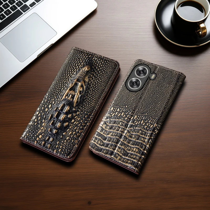 3D Dragon Head Genuine Leather Magnetic Flip Wallet Phone Case Cover