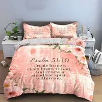 Ensemble de literie imprimé sur le thème des versets bibliques inspirants, décoration de chambre pour enfants et adultes, ensemble de literie exquis en trois pièces, cadeau 3