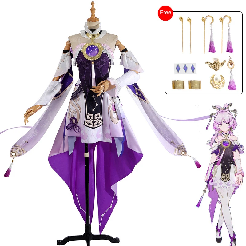 

Game Honkai: Star Rail Cosplay Costume Fu Xuan Cosplay Dress Women Party Game Uniforms Headwear Set