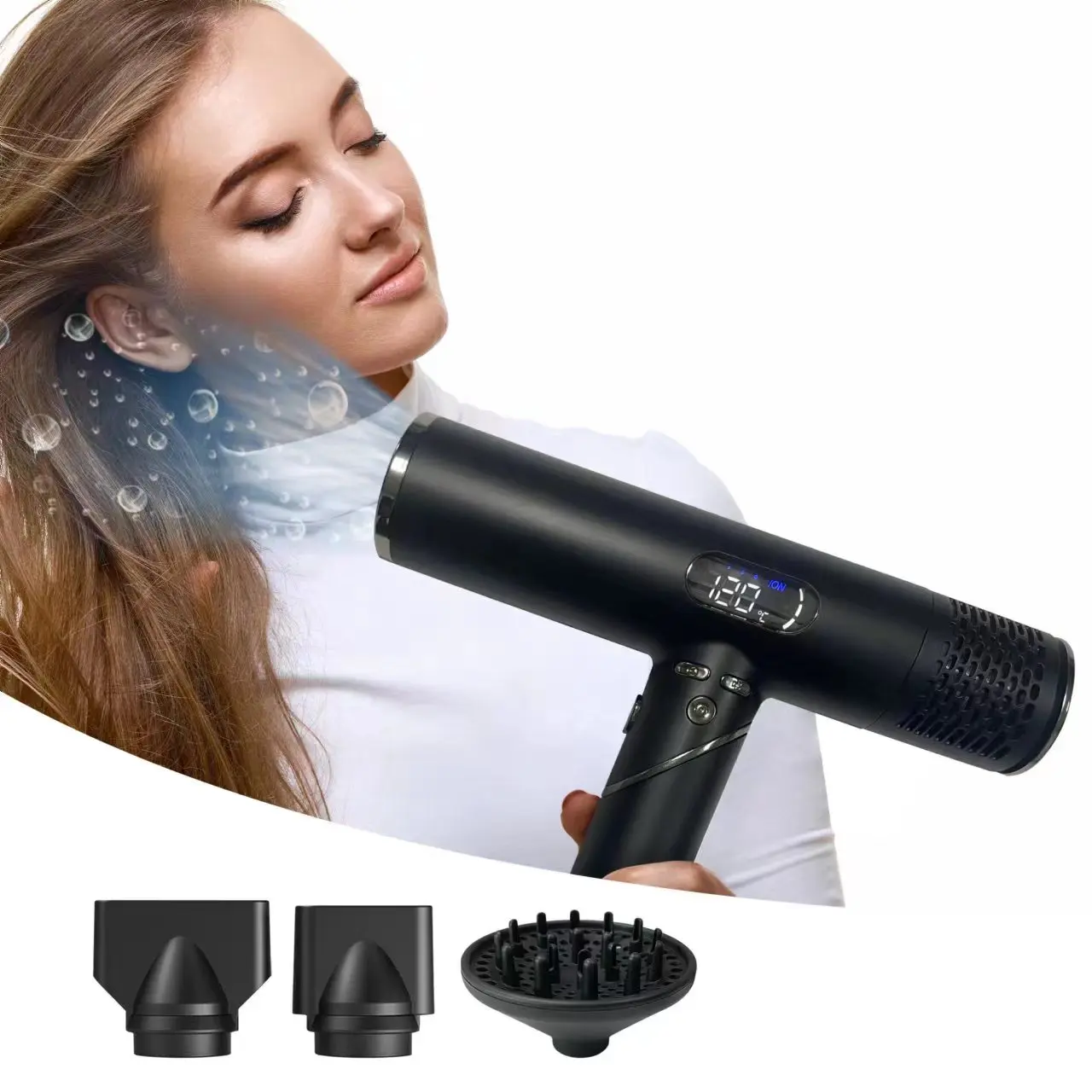 110000rpm Portable Negative Ion Professional Hair Dryer With Folded Handle