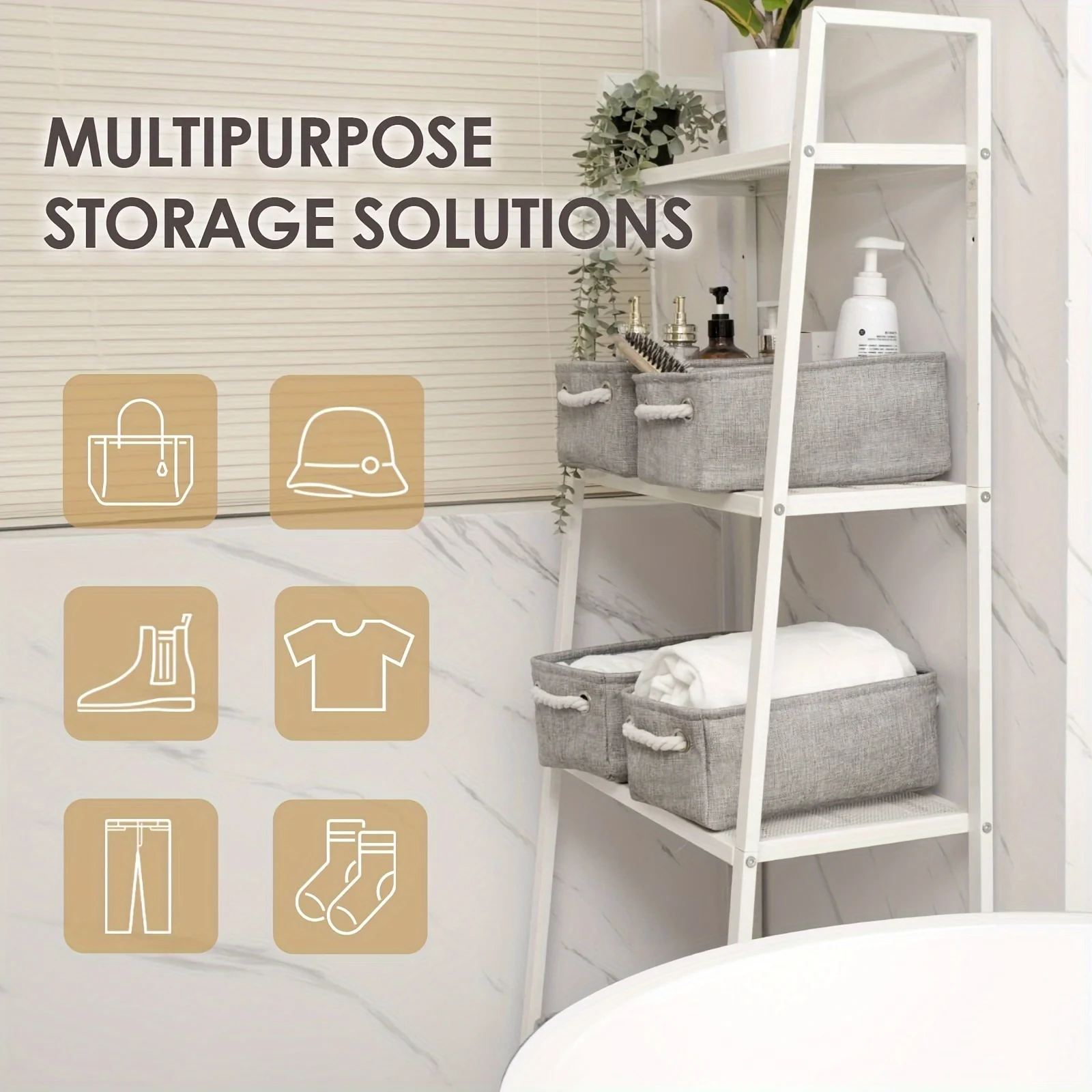 Shelf storage box -11.8x7.9x5.2 inch gray small storage basket, used for organizing, fabric storage cube 3