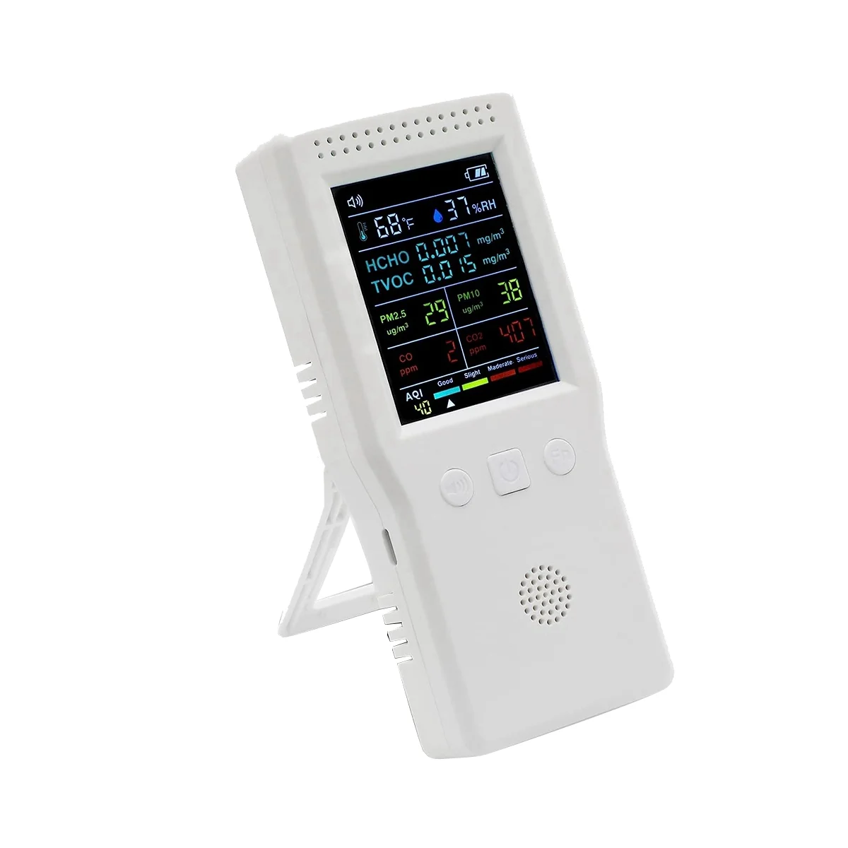

Air Quality Monitor 9 in 1,Formaldehyde Detector Indoor, Temperature & Humidity CO2 Meter, ,Detect PM2.5Monitor White