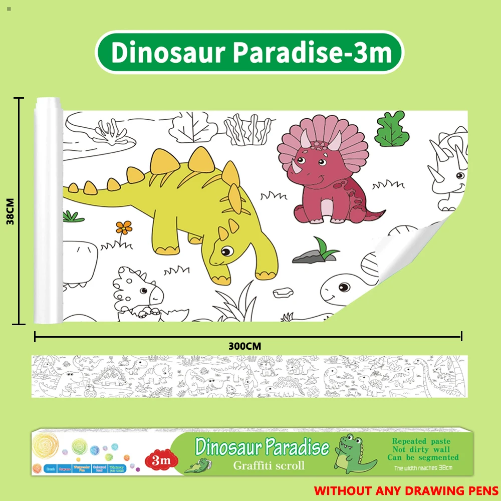 300CM Coloring Paper Roll Drawing Toys for Children Montessori Color Filling Paper Graffiti Paper-cut Painting Educational Toys