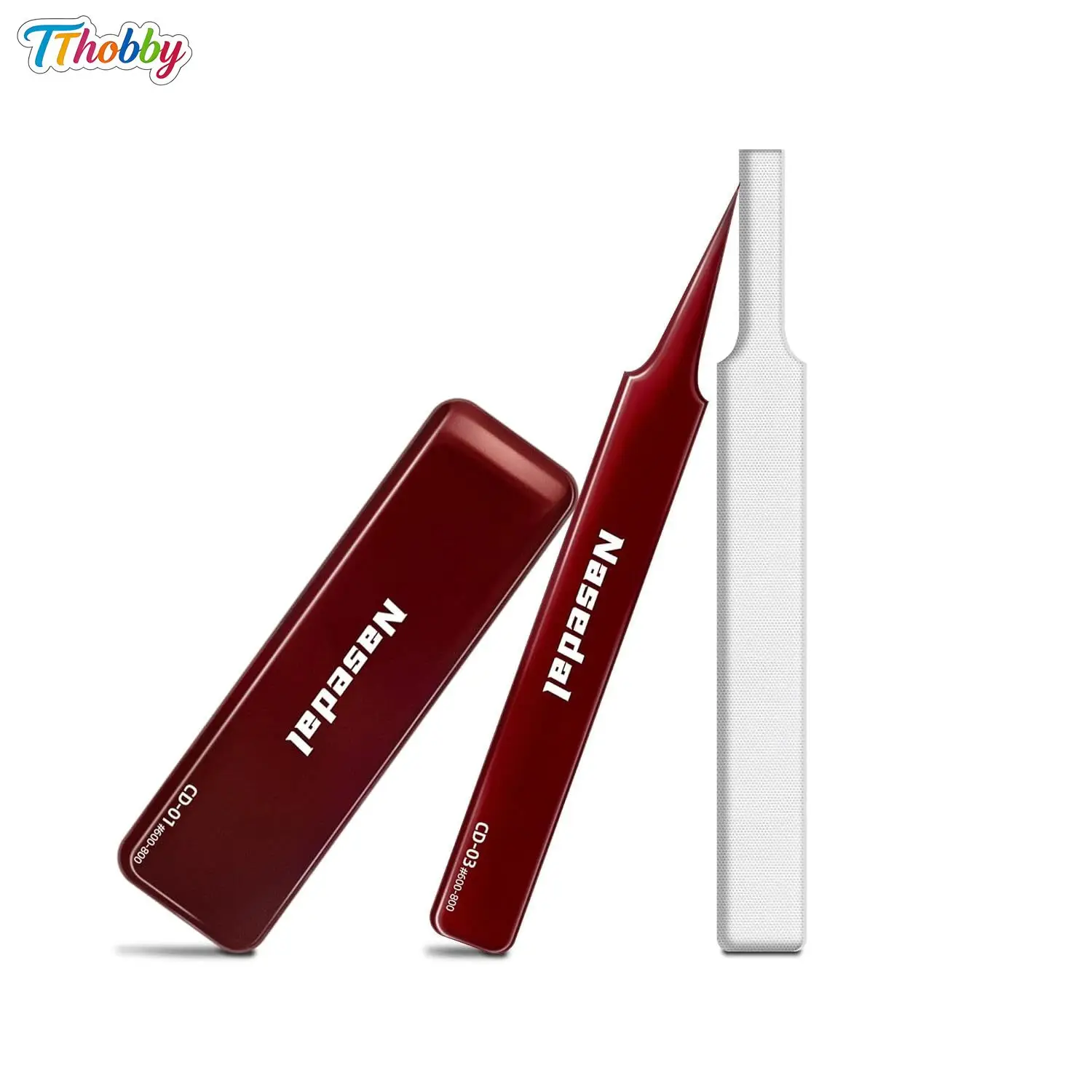 3pcs Hobby Glass File for Gunpla Polishing Sanding Tool #600-#800 Grit Wet & Dry for Plastic Scale Model Making with Storage Box