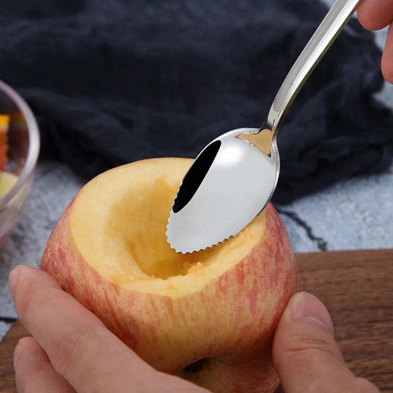 Fruit Scraping Tool Stainless Steel Kiwi Mango Spoon Serrated Edge Mud Scrapers