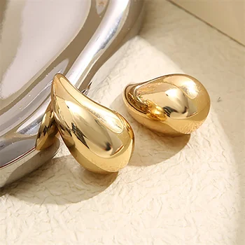 Modern Jewelry New Gold Color Plated Chunky Dome Teardrop Earrings For Women Girl Gift Hot Sale Popular Ear Accessories 4