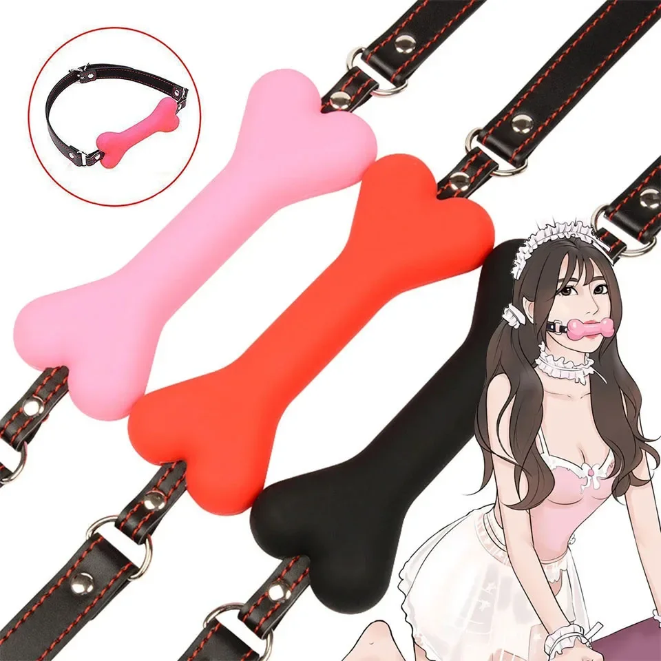 Soft Harness Mouth Silicone Dog Bone Ball Gag Open Mouth Gag Bdsm Bondage Slave Gag Sex Products Sm  Sex Toys for Women
