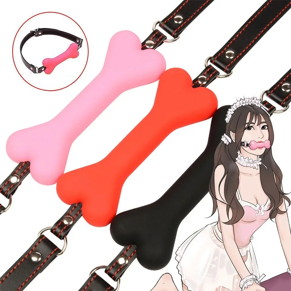 Sex Toys Soft Harness Mouth Silicone Dog Bone Ball Gag Open Mouth Gag Bdsm Bondage Slave for Women