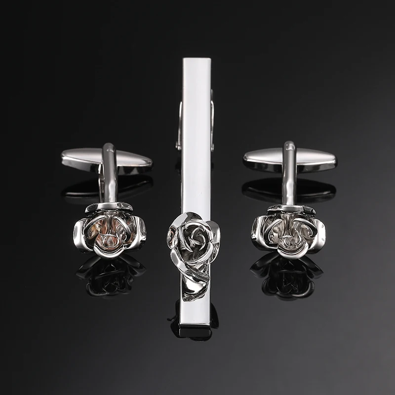 

Набор Классических мужских запонок для рубашки и галстука, металлические запонки и манжеты в форме французской розы, аксессуары для костюма, ювелирные изделия