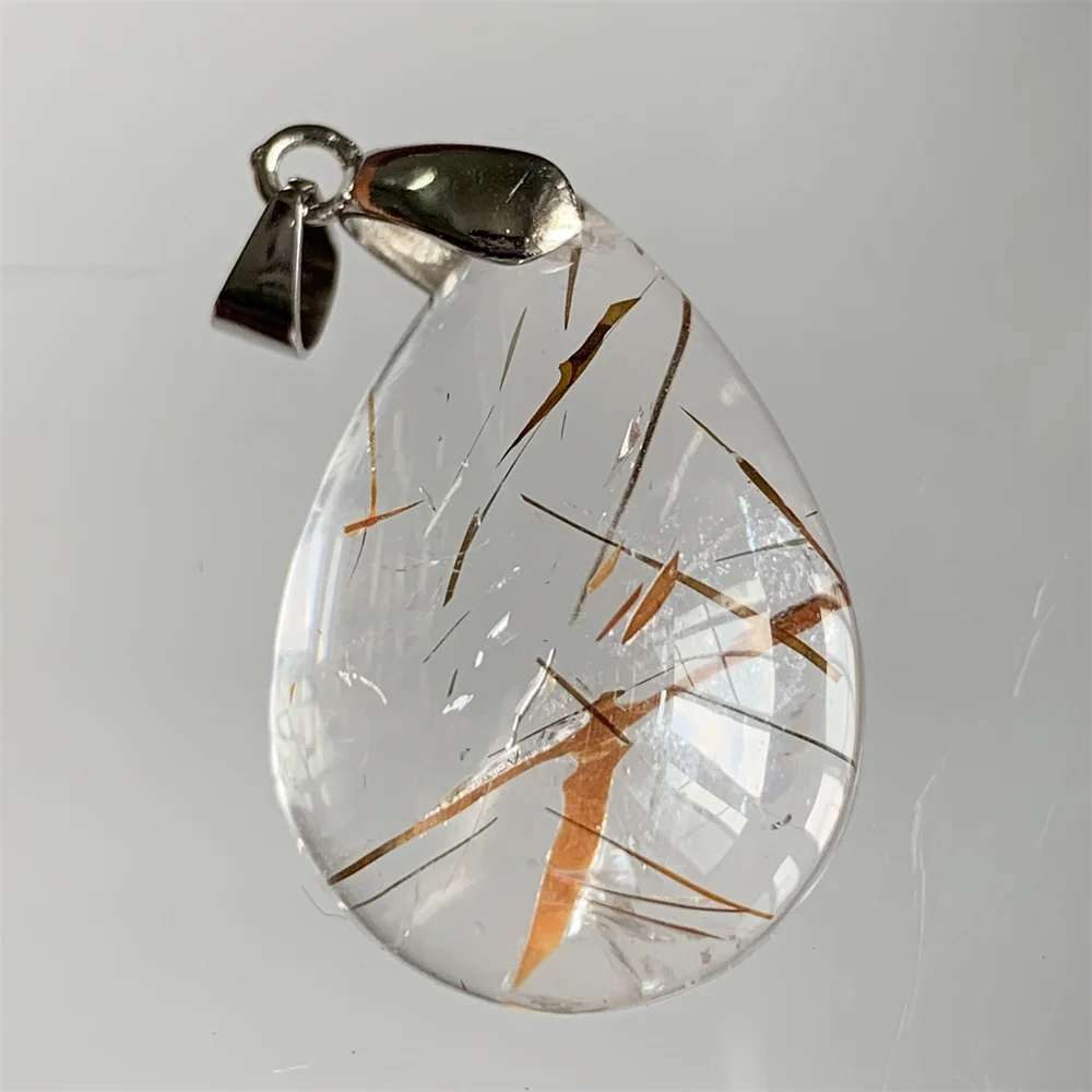 Natural Super Seven 7 Black Gold Hair Crystals Pendants Women 