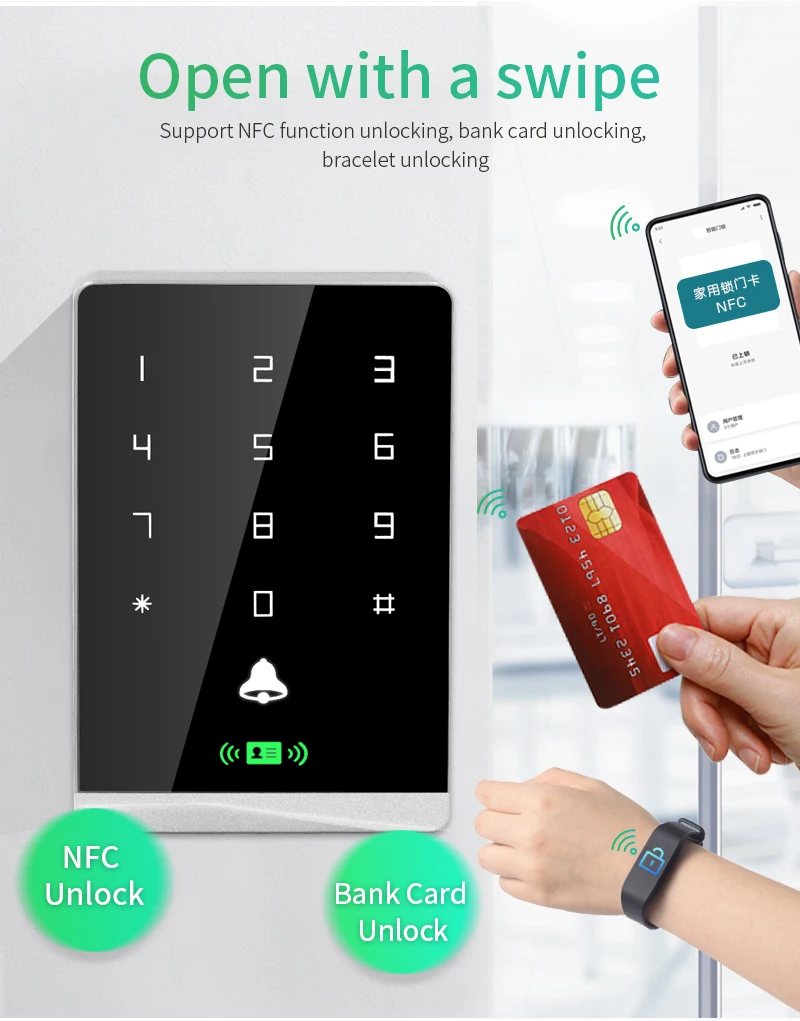 Dual RFID 125Khz+13.56MHz NFC Reader Outdoor Access Control Keypad IP67 Waterpro