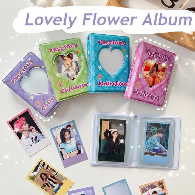 Mini álbum de fotos a cuadros de 3 pulgadas, álbum Kpop, almacenamiento de  tarjetas, soporte para