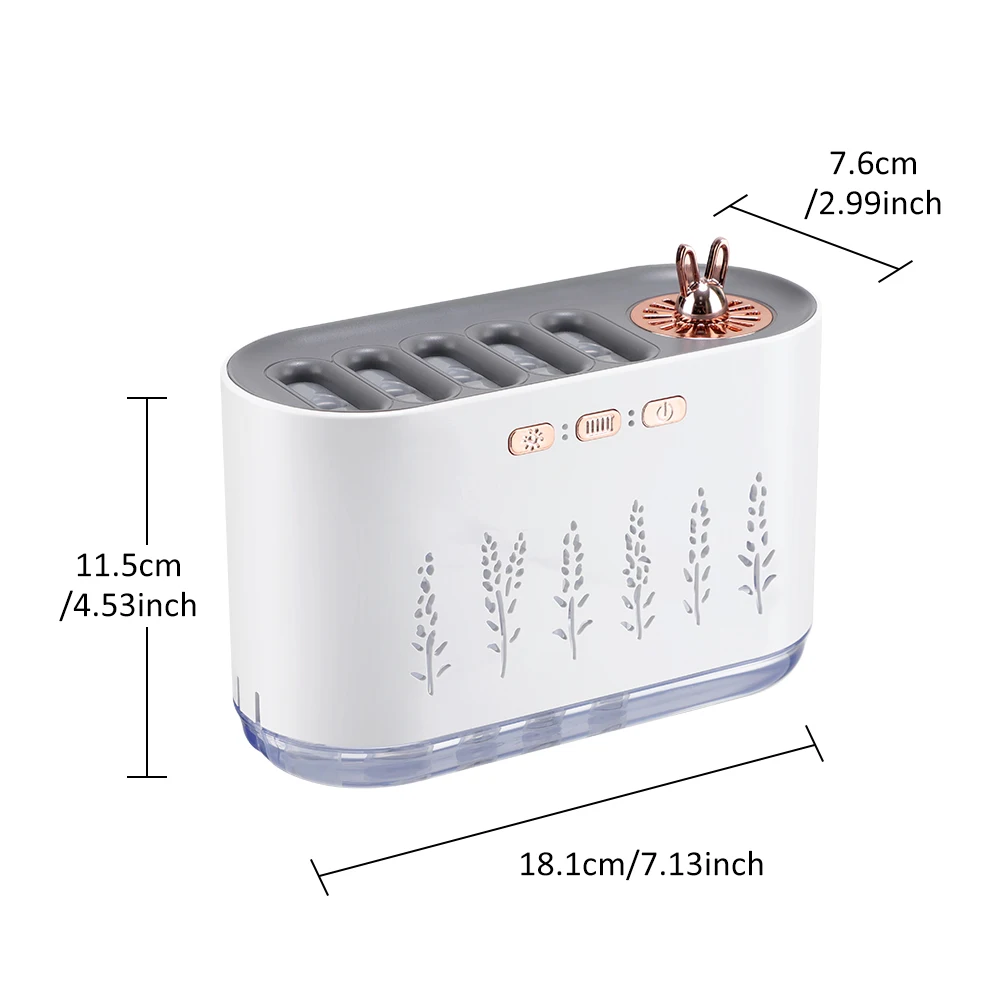 700ml Dynamic Rhythm Air Humidifier 5 Spray Nozzles USB Ultrasonic Cool Mist Dif