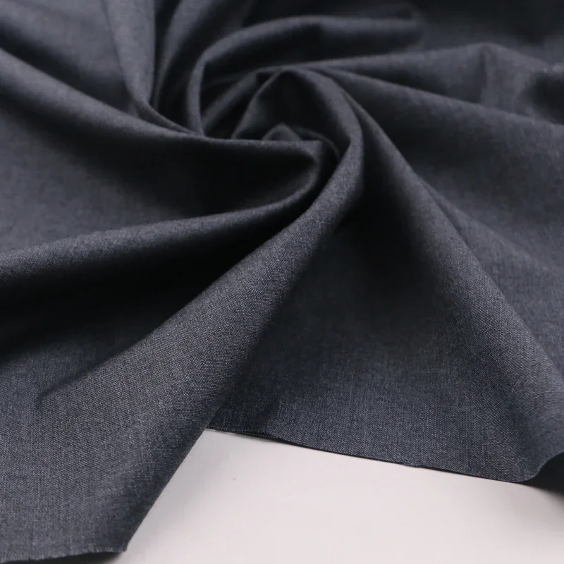 Spring Thin Men's Suit Fabric Micro Elasticity By The Meter for Clothes Dress Vest Uniform DIY Sewing Grid Stripe Cloth Black