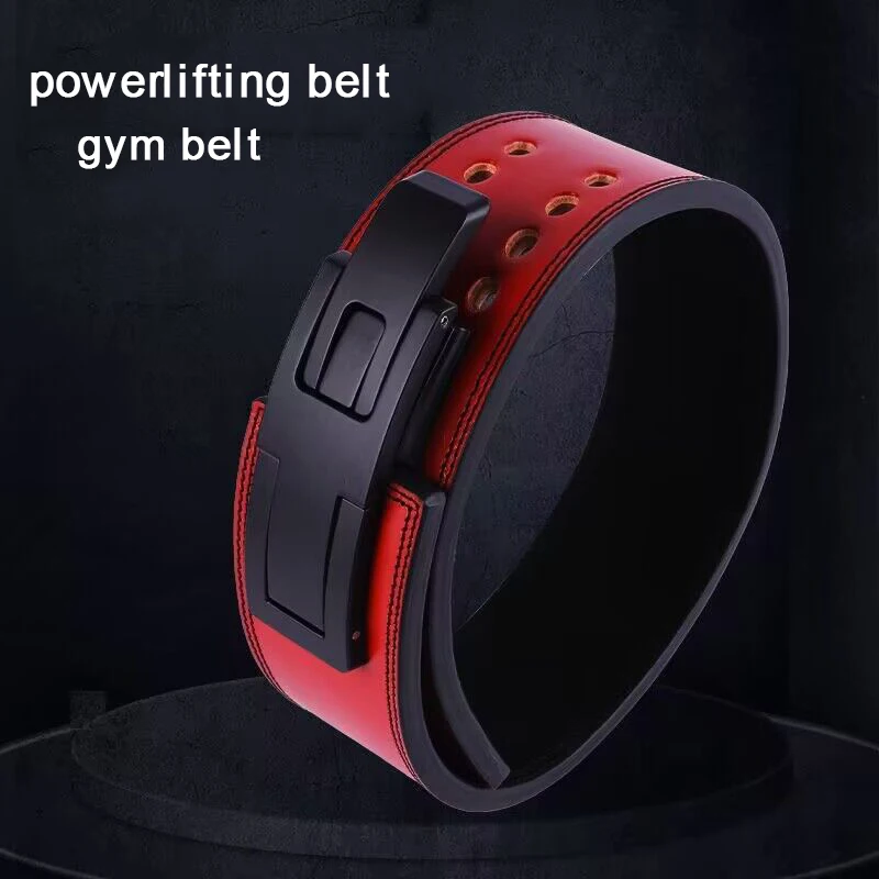 Fitness Strong Belt Squat Training Hard Pull Cowhide Powerlifting Belt Lever Buckle Weightlifting Strength Waist Protector