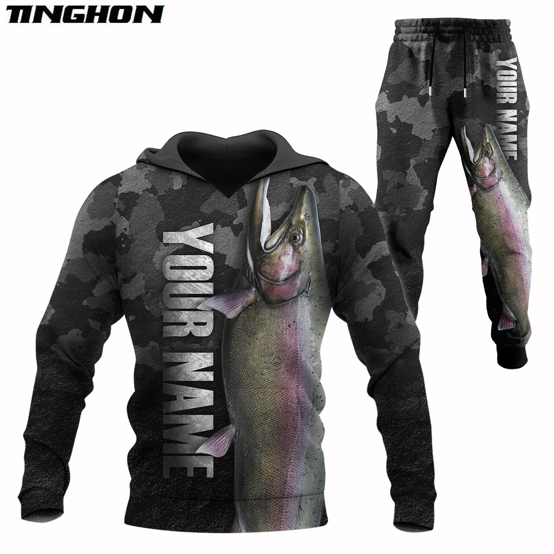 Carp Fishing Custom Name 3d Printed Men Sets Hoodie&pants Autumn Unisex