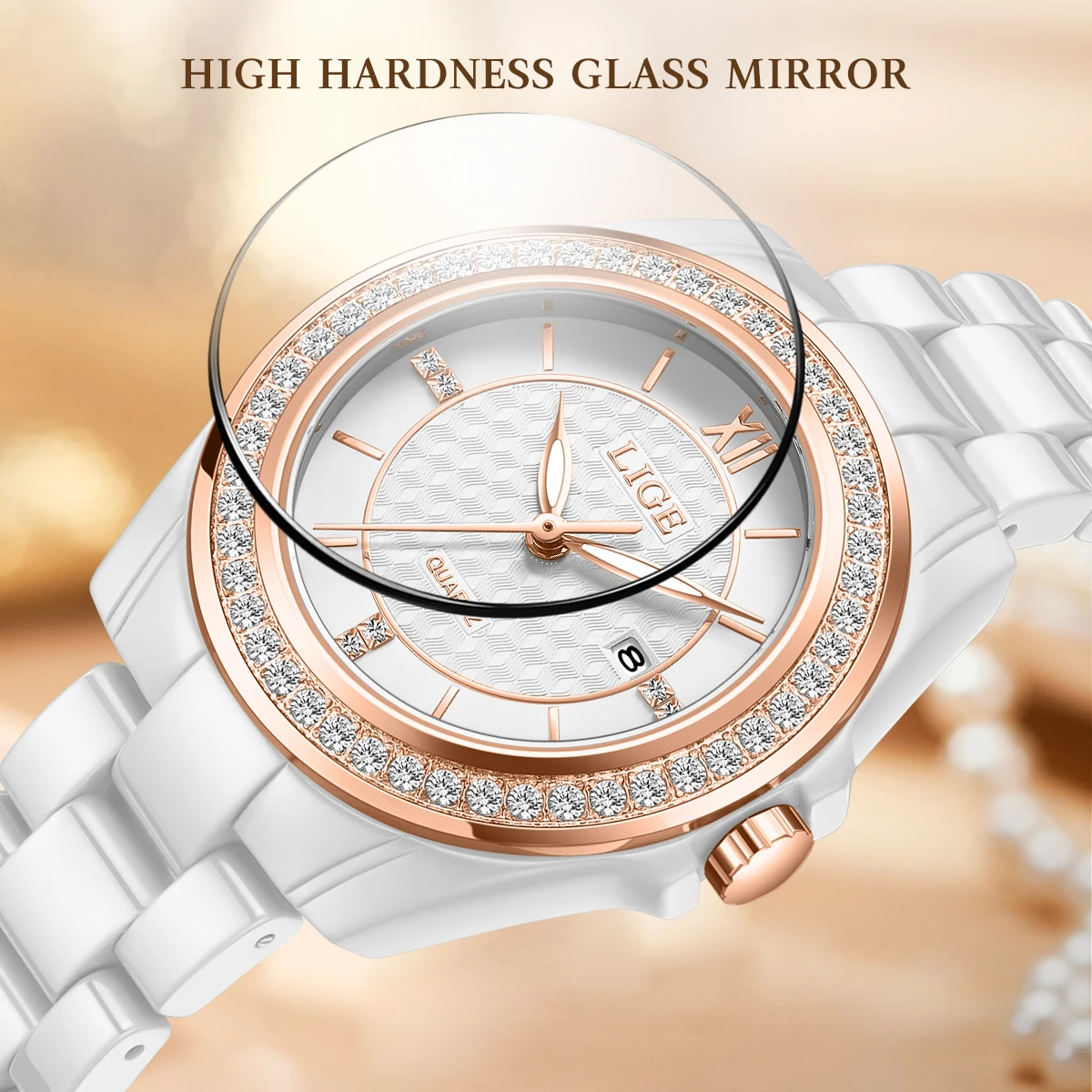 LIGE Elegant Women's Luxury Fashion Wristwatch with Quartz Movement in Stainless Steel