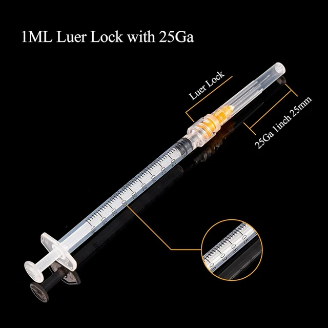 50 Piece 1Ml Syringe With Needle-25G 1 Inch Needle As Shown Plastic Luer  Lock Design, Individually Sealed Packaging - AliExpress