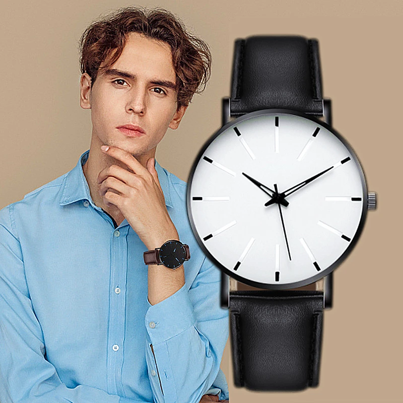 2022 Minimalist Men's Fashion Ultra Thin Watches Simple Men Business Leather Belt Quartz Watch Relogio Masculino