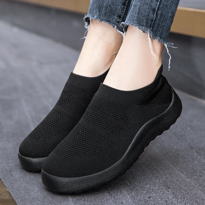 Women Sneakers Fashion Slip On Platform Walking Plus Size Ladies Vulcanize