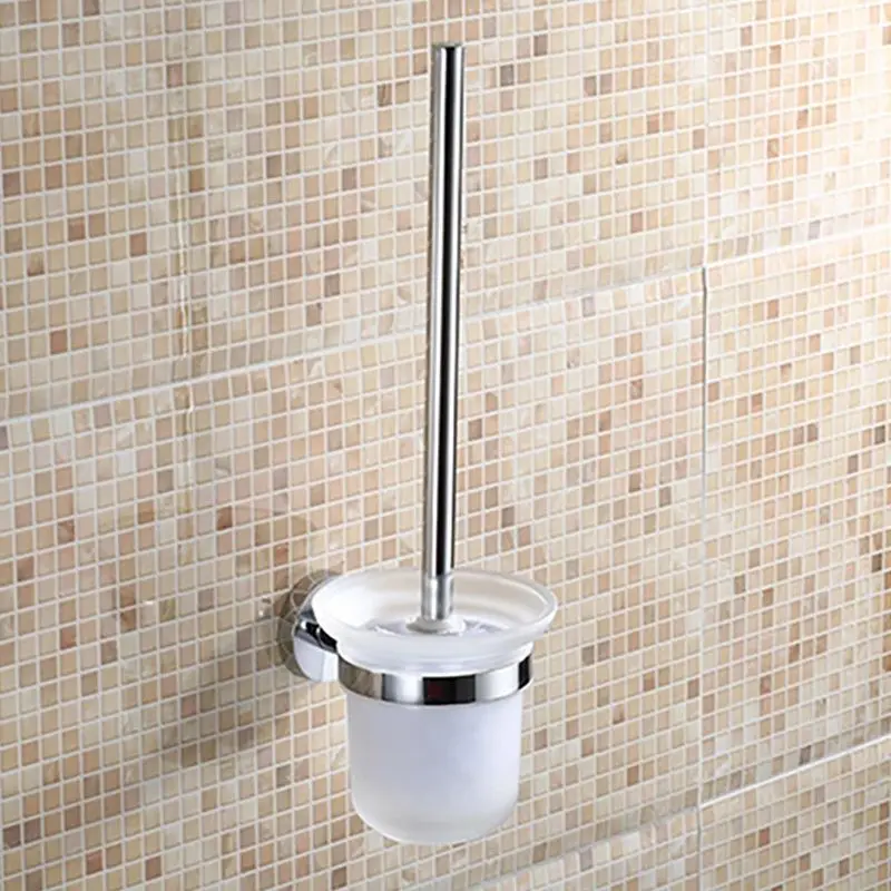 Stainless Steel Toilet Brush Set bathroom accessories toilet brush set toilet brush holder Wall Mounted Toilet Cleaning Brush Holders With Glass Cup Holder Bathroom brosse