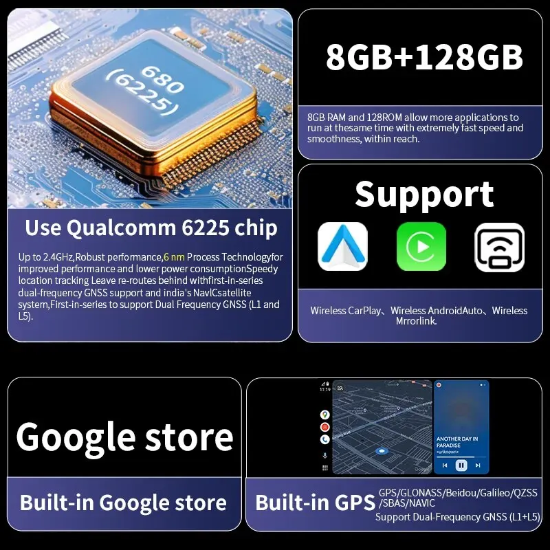 Car Ai BOX ֽ ȵ̵ 13.0 ý, ÷  ÷,  ī÷, ȵ̵ ,  SM6225, 4 + 64G, 8 + 128G, 3 in 1