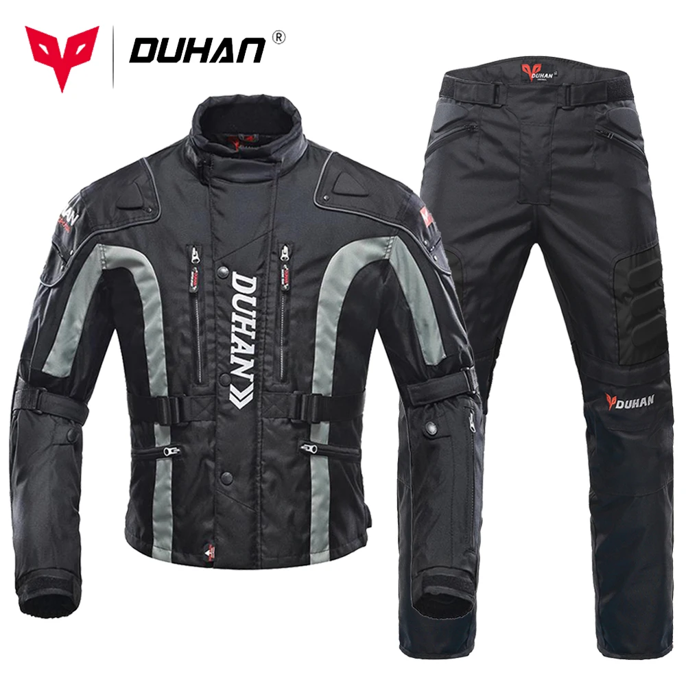

DUHAN Motorcycle Jacket Moto Pants Men Winter Motocross Jacket Protective Gear Chaqueta Waterproof Motorcycle Suit Remove Liner