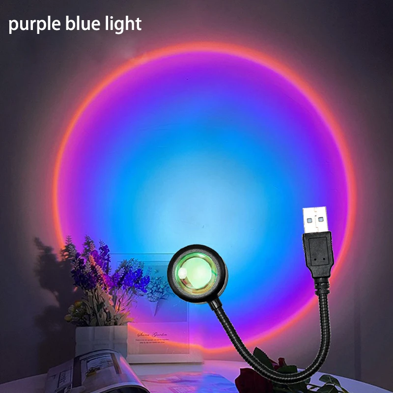 USB Sunset Lamp 7 Colors Night Light Projector Atmosphere Home Decoration Photography Lighting Coffee Shop Wall For Tik Tok Live cat night light