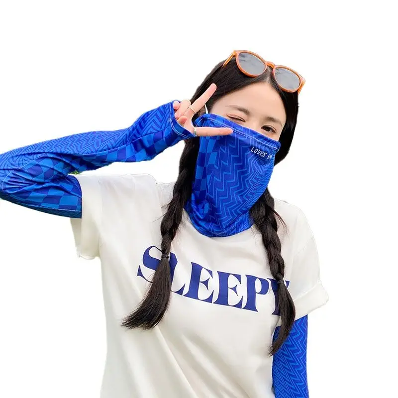 Sunscreen Mask Ice Silk Sleeves Summer Women\'s Ultraviolet Driving Thin Section Icy Sleeves Riding Veil Cover Face Mask