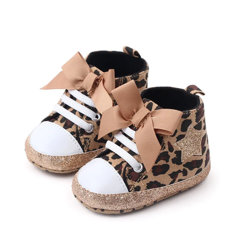 Baby Shoes Sneakers Cute Leopard Infant Soft Sole Crib Shoes Toddler First Walkers Boys Girls Casual Boots