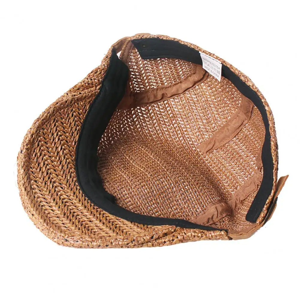 Casual Hat British Western Men Berets Vintage Sunscreen Hollow Out Newsboy Caps Narrow Brim Summer Solid Color