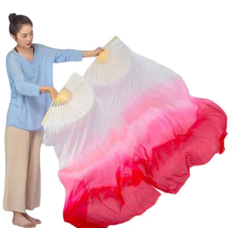 

Drop Ship Belly Dance Silk Veil Fans Pair 210cm 230cm Bamboo Folding Long Fan Folk Dancer Performance Props Free Shipping