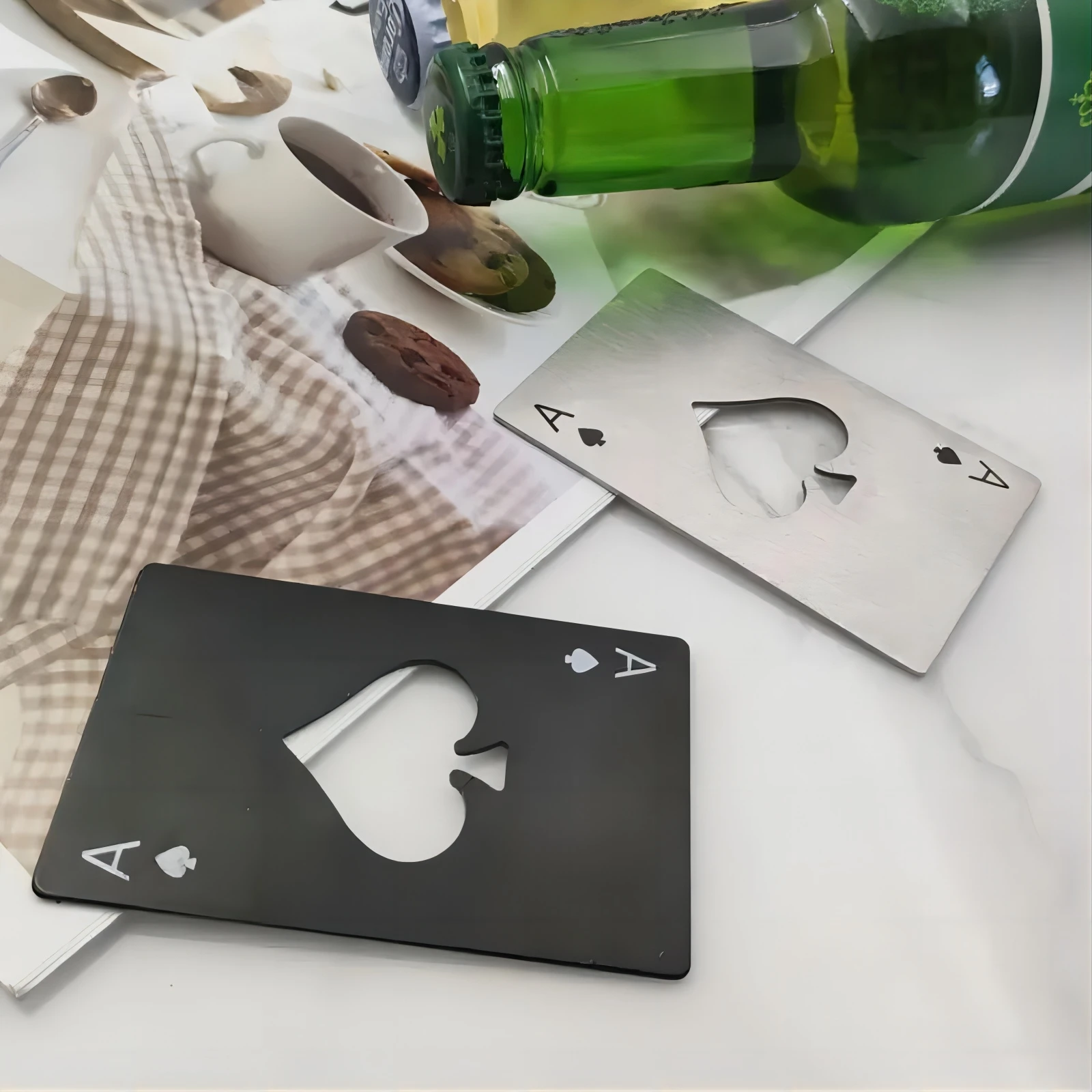 Stainless Steel Metal Poker Game Waterproof Blackjack Game Toss Durable Silver Card Poker Opener Playing Cards playing cards