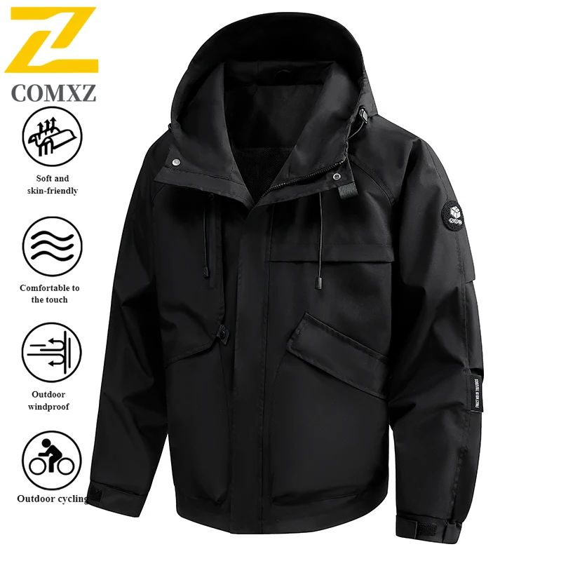 EiAO Jacket Workwear Waterproof Windproof Streetwear Coat for Hiking Camping Fishing Trendy Youth Outdoor Spring/Fall Fashion