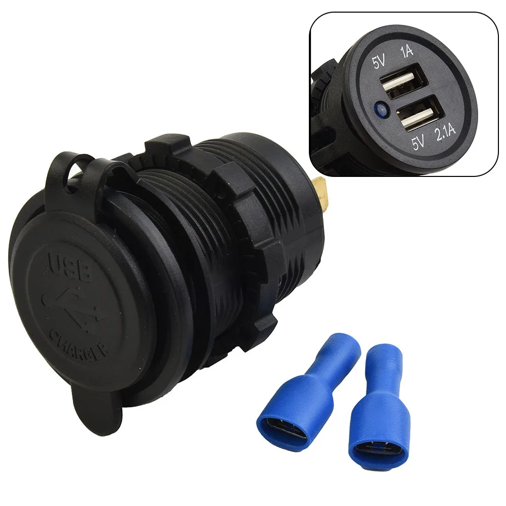 

Universal Motorcycle Dual USB Socket Waterproof Mobile Phone Charger Motorcycle LED Indiacator 12-24V For Cross Bike Scooter Car