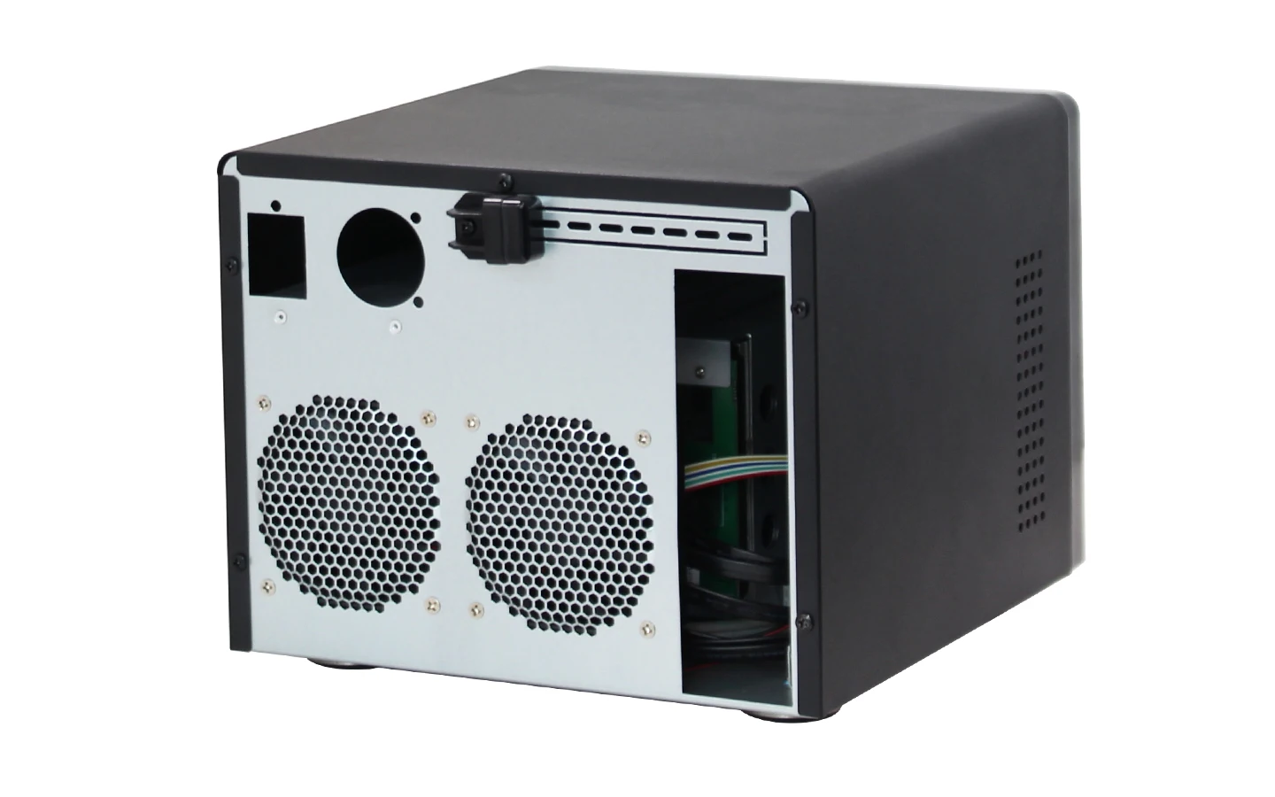 NAS-06 6베이 NAS 케이스 미니-ITX 스토리지 서버 섀시, 6×3.5인치 핫스왑 HDD + 2.5인치 SSD, 플렉스 1U PSU, 듀얼 80mm 팬, PCIe 슬롯