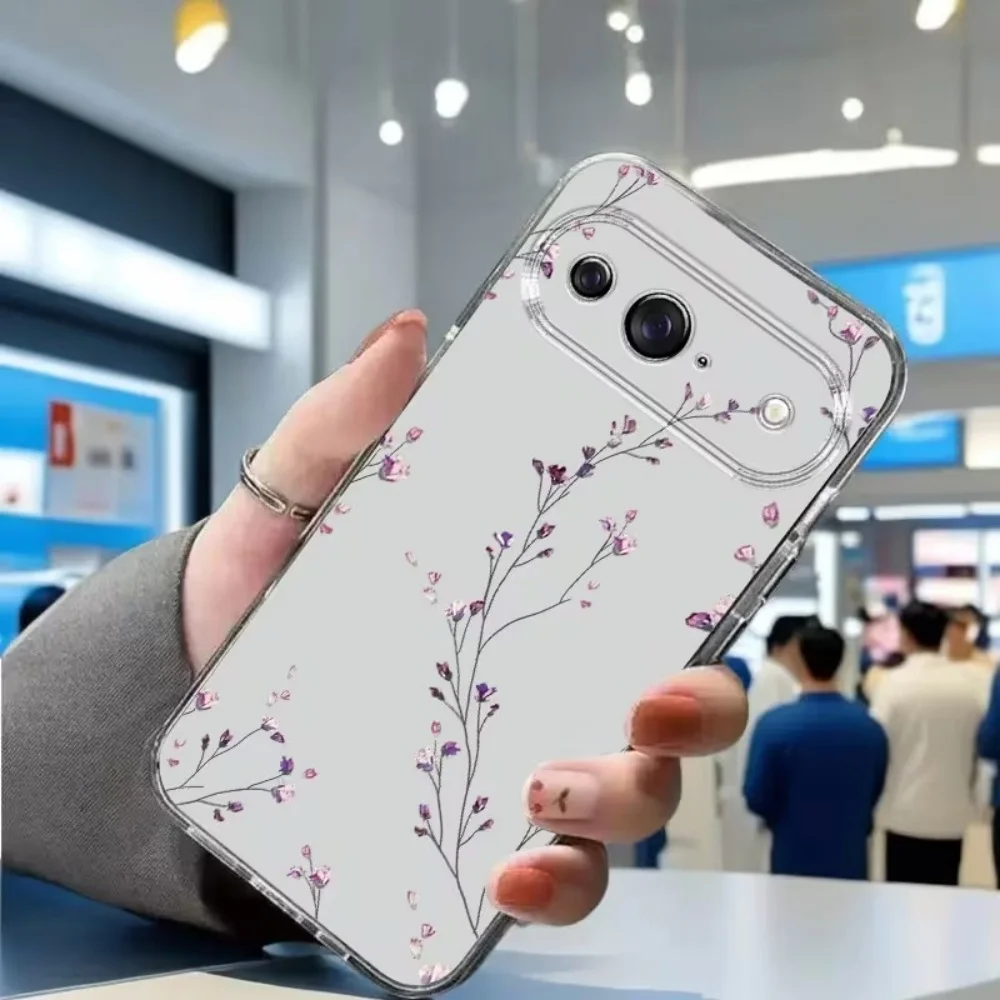 Elegant Transparent Floral Print Phone Case - Crystal Clear Lightweight Protective Cover