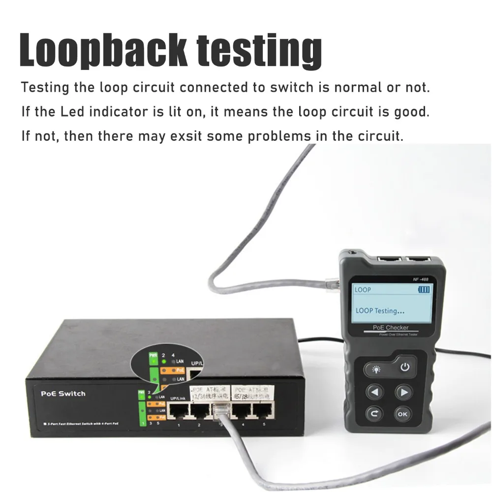 NOYAFA NF-488 PoE Power Test Network Cable Tracker Voltage Checker Over the Ethernet Cat5 Cat6 Online Lan Tester Tools Switch