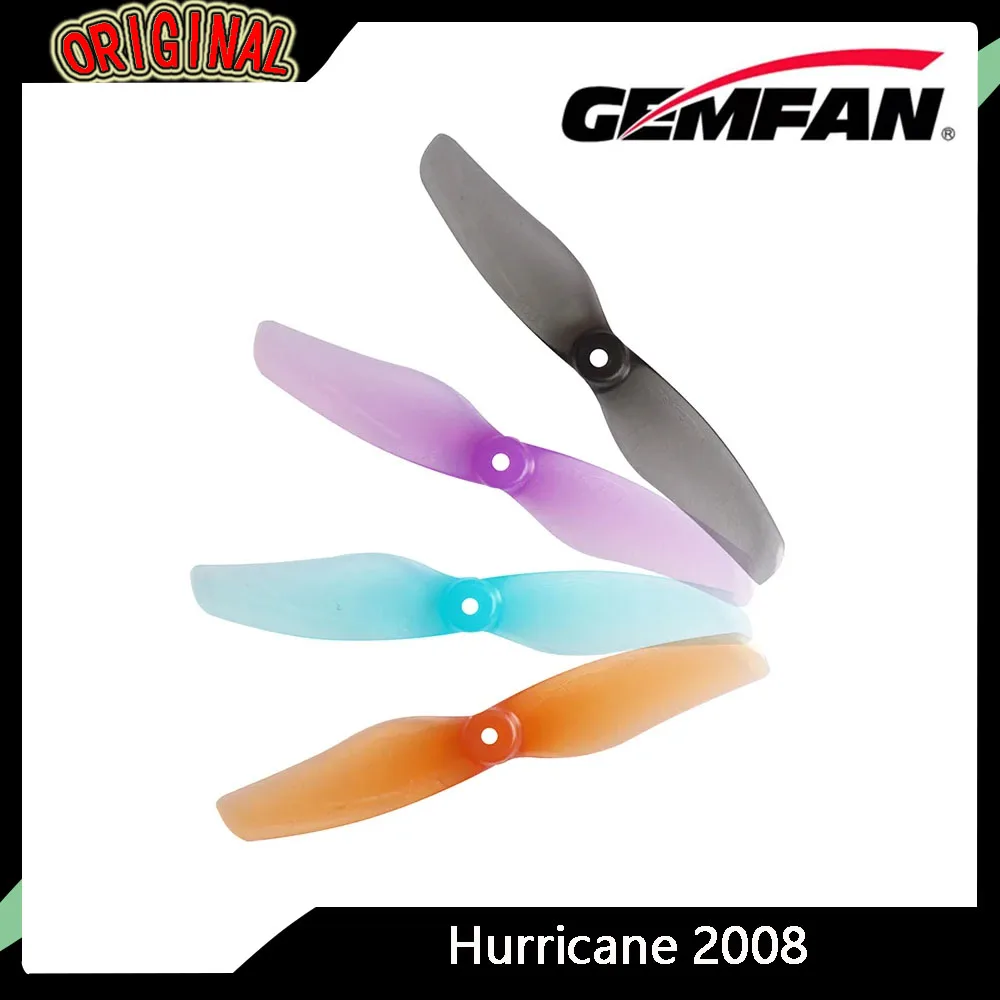 ใบพัด Gemfan Hurricane 2008 ขนาด 2.0x0.8x2 นิ้ว (51 มม.) 2 ใบพัด สำหรับมอเตอร์ 1002/1102 - เหมาะสำหรับโดรน FPV ขนาด 2 นิ้ว ใช้งานในร่ม (4 คู่/8 ชิ้น)
