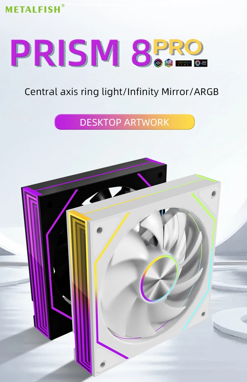 PRISM 8 PRO 120mm PC Computer Case Fan 5V 3Pin Sync Argb 12CM Quiet Cooling Fan